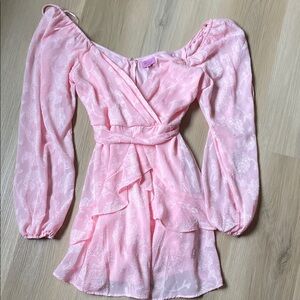 Francesca's Light Pink Long Sleeve Dress NWT